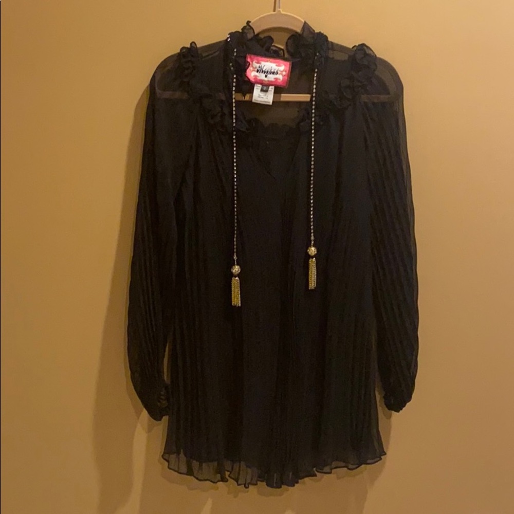 Black pleated mini dress